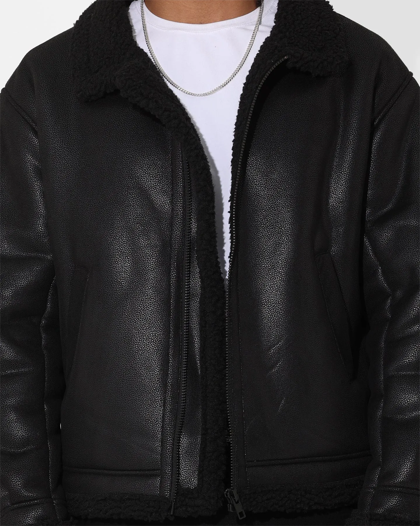 Saint Morta Shearling Oversized Jacket Black