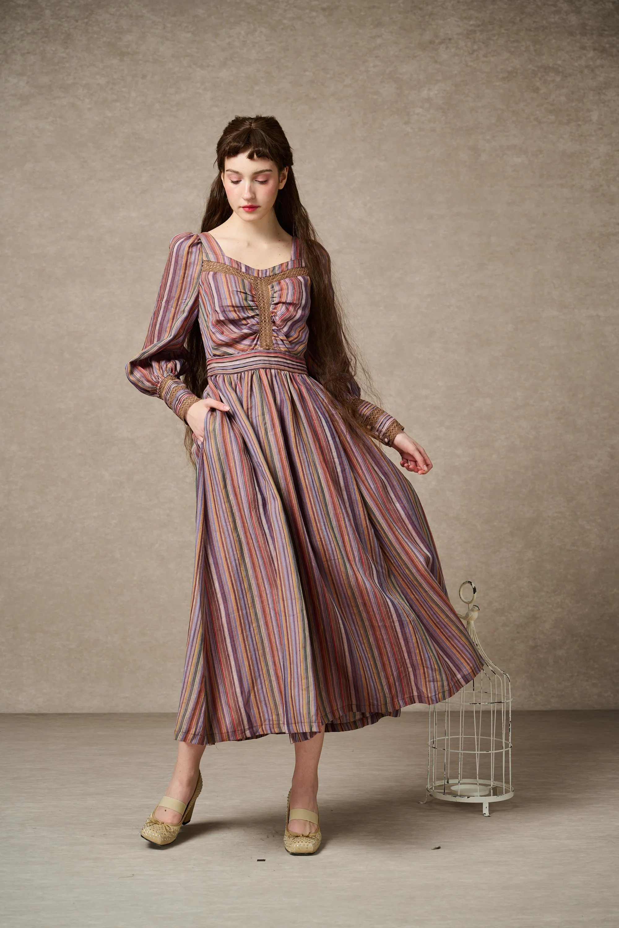 Sally 21 | Regency Striped Linen Dress