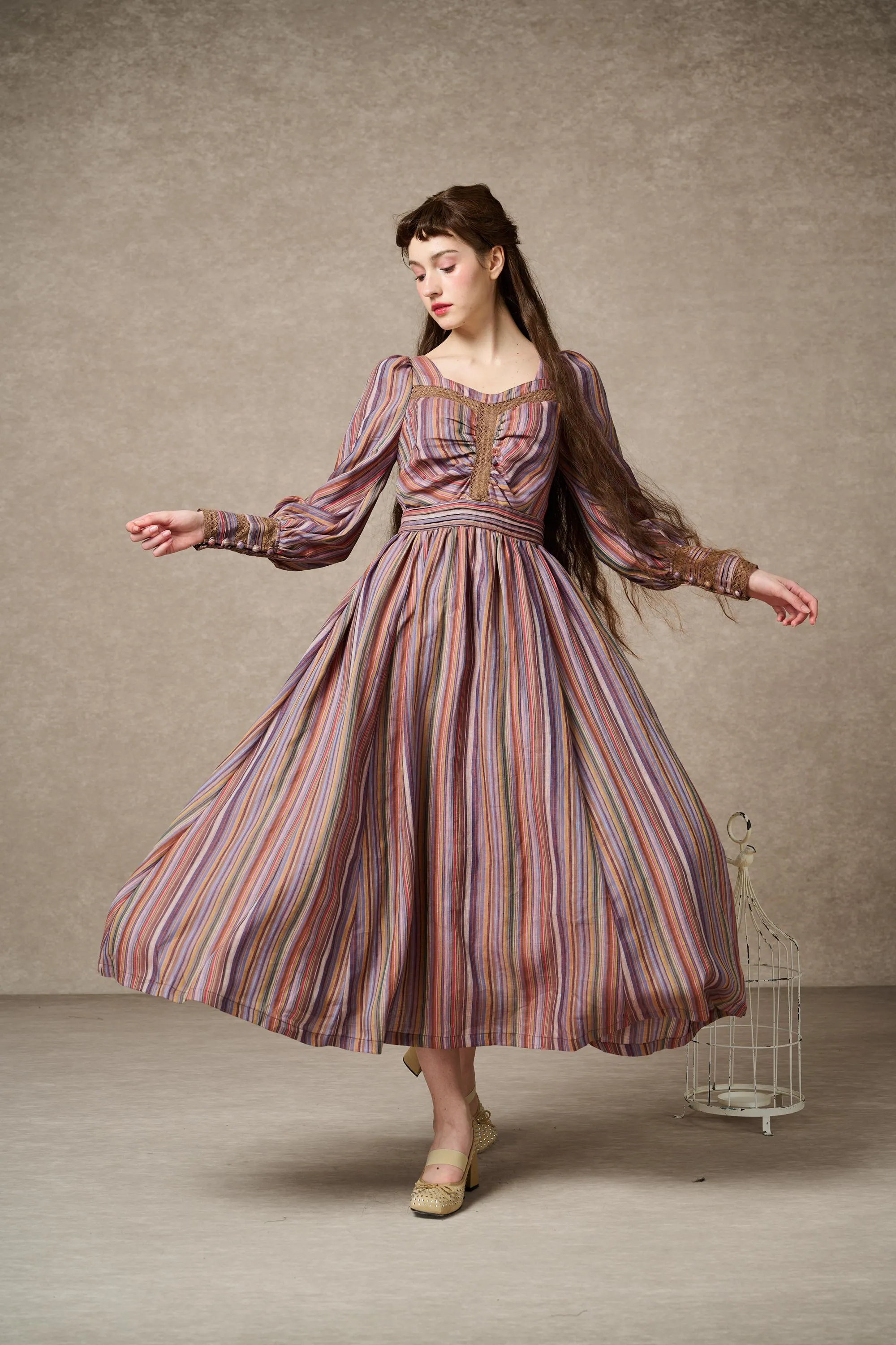 Sally 21 | Regency Striped Linen Dress