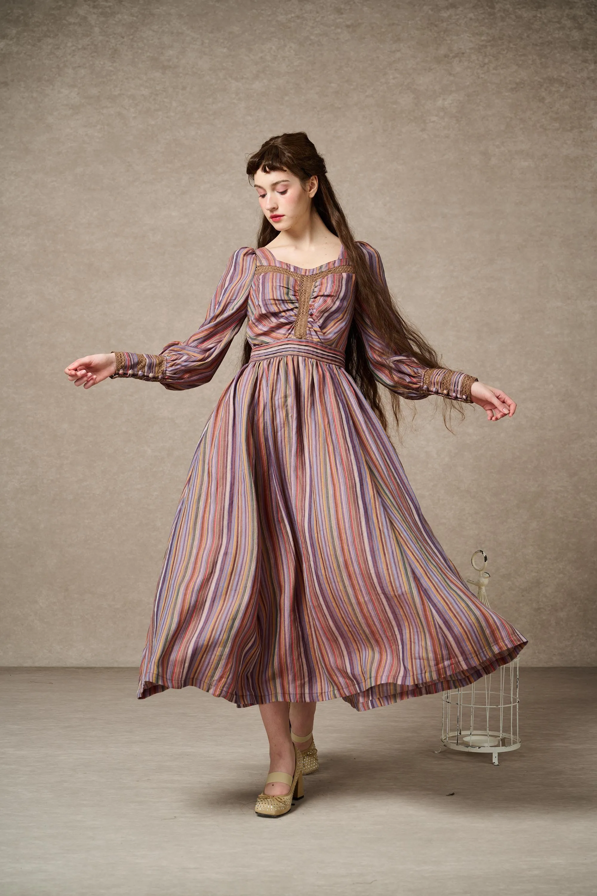 Sally 21 | Regency Striped Linen Dress