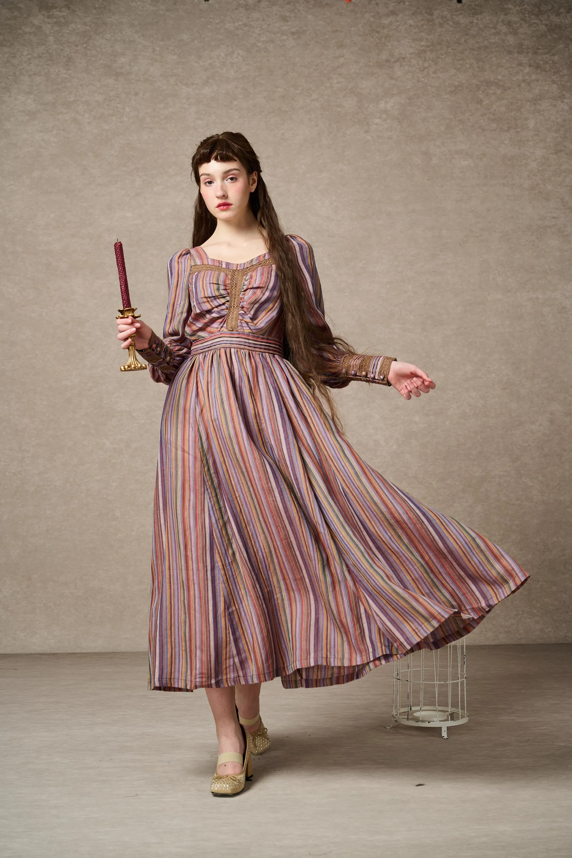 Sally 21 | Regency Striped Linen Dress