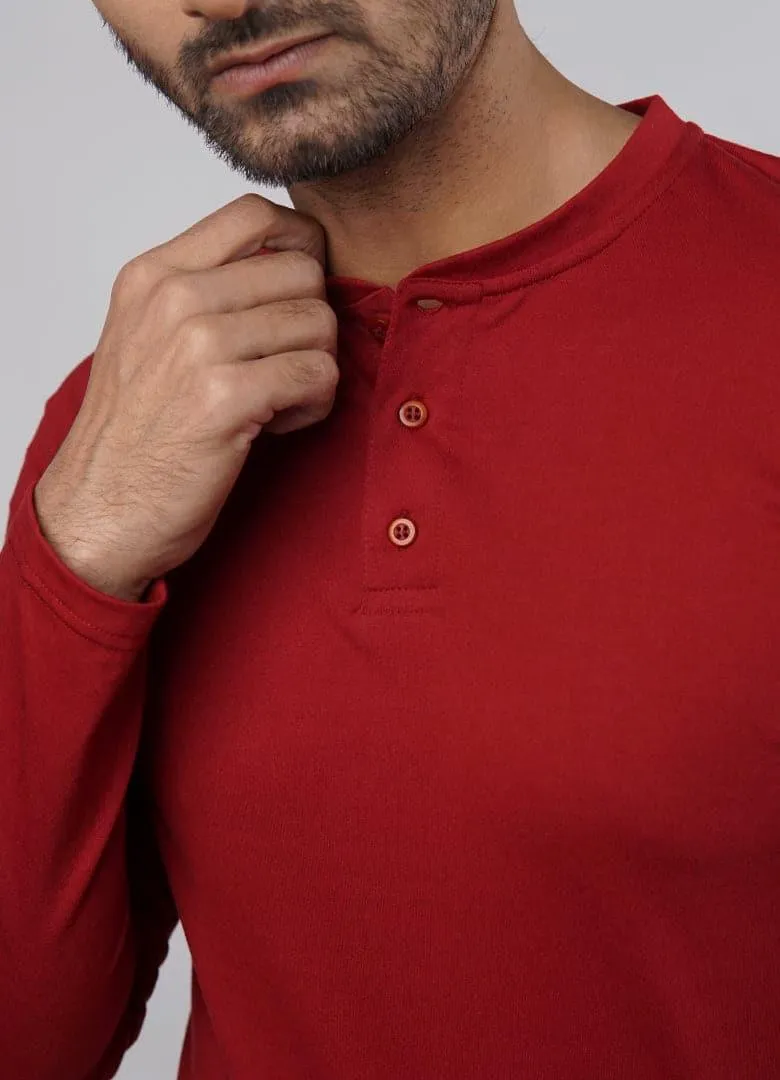 Sangria Full Sleeves Henley Tshirt