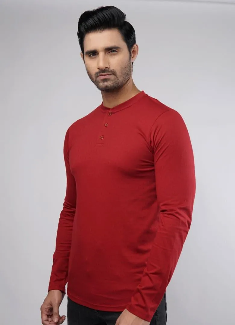 Sangria Full Sleeves Henley Tshirt