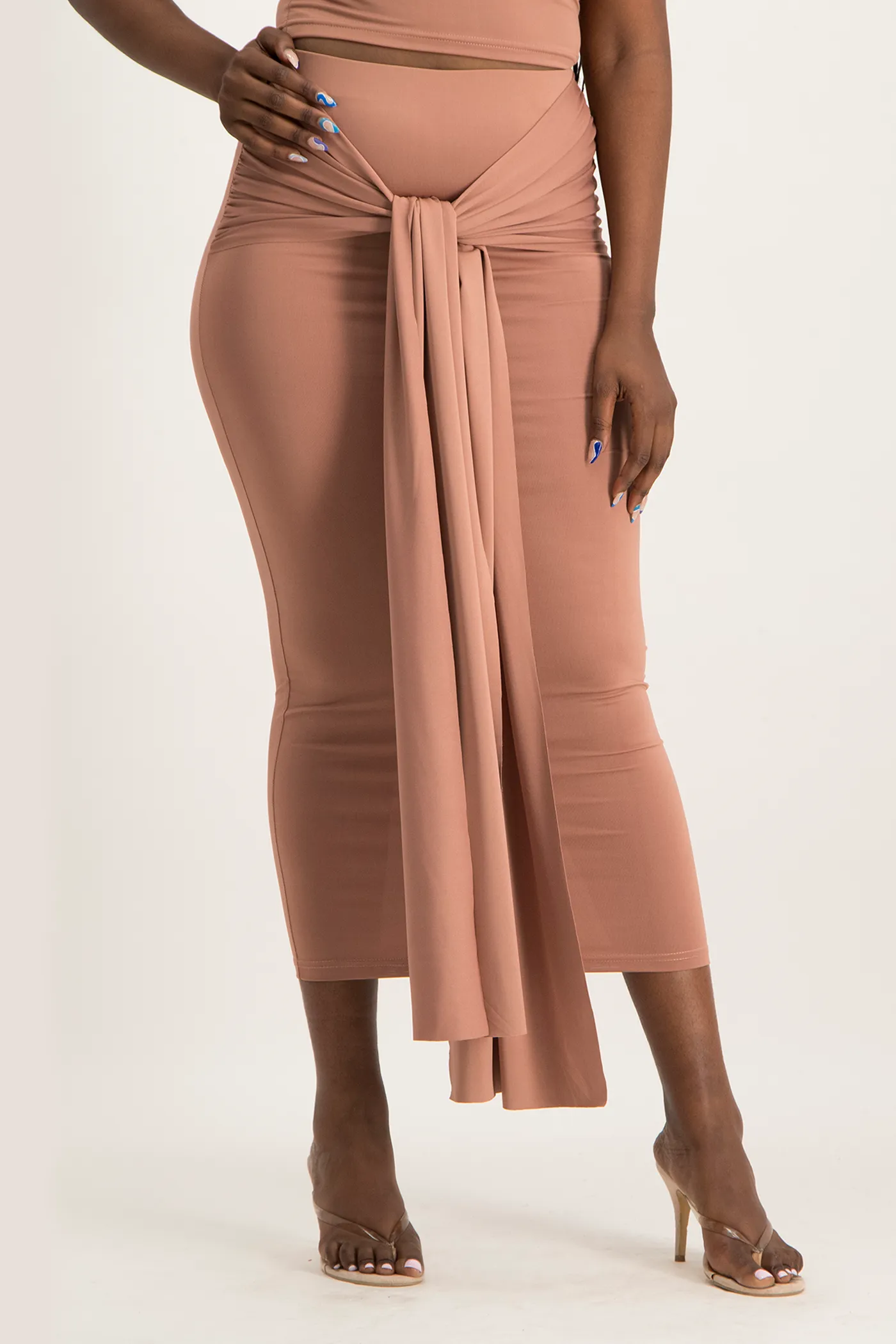 Savannah Wrap Tie Detail Skirt - Blush