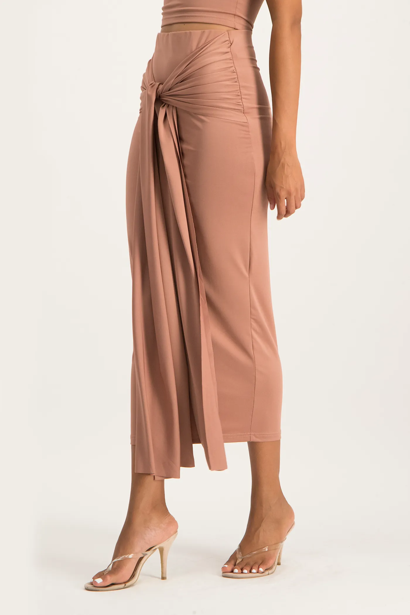 Savannah Wrap Tie Detail Skirt - Blush