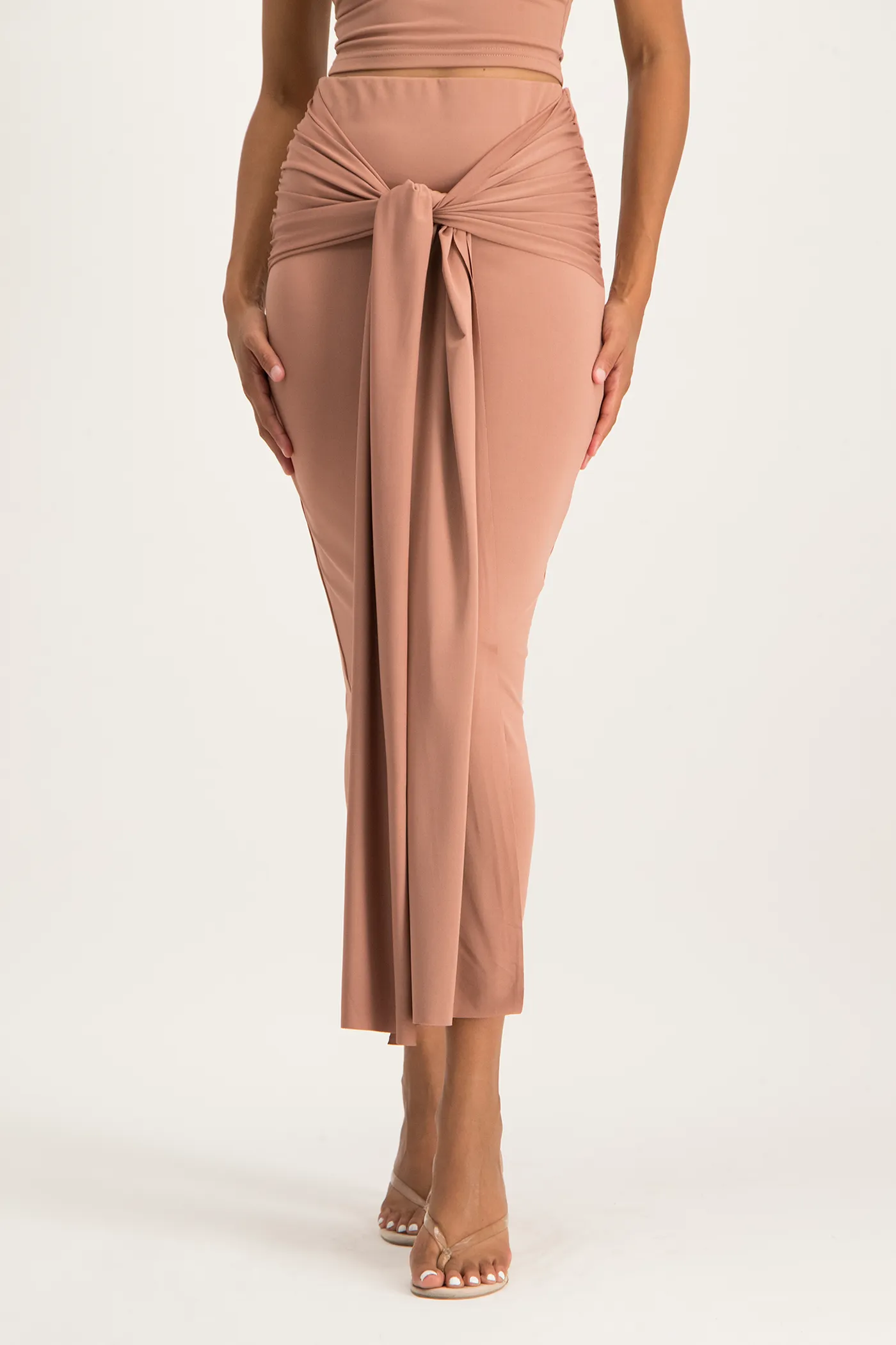 Savannah Wrap Tie Detail Skirt - Blush