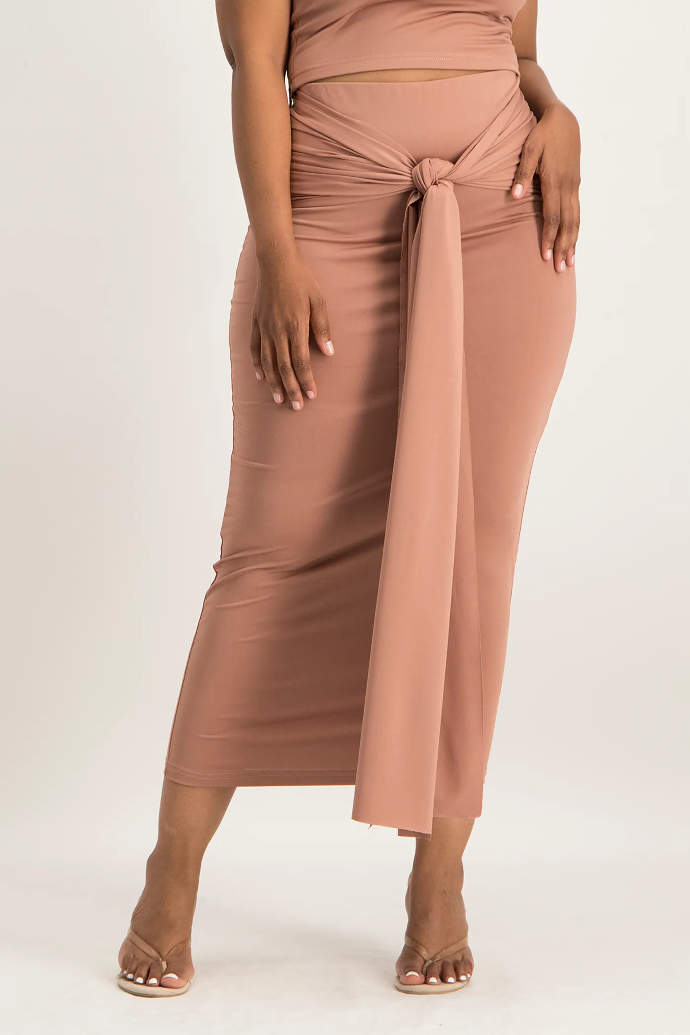 Savannah Wrap Tie Detail Skirt - Blush