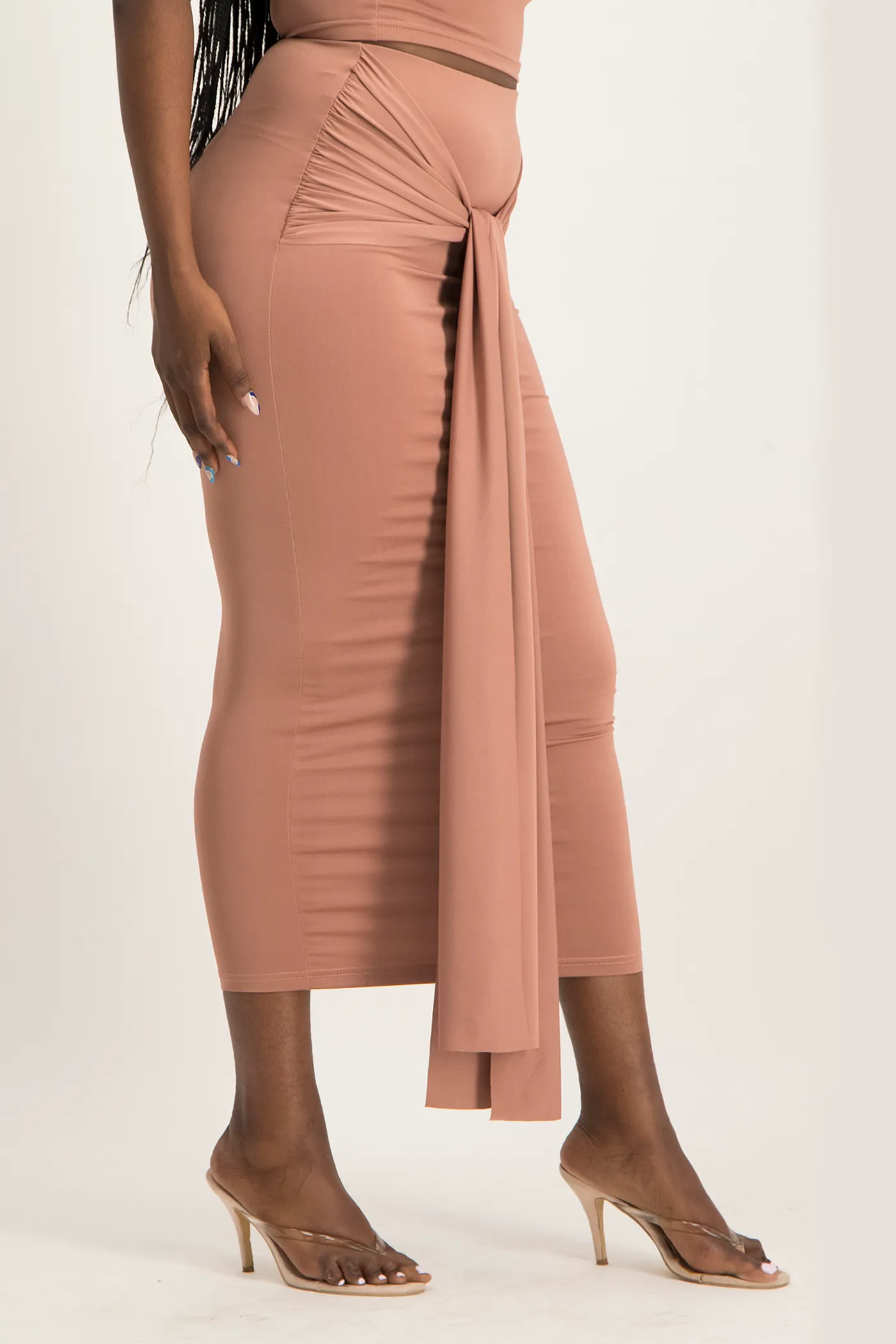 Savannah Wrap Tie Detail Skirt - Blush