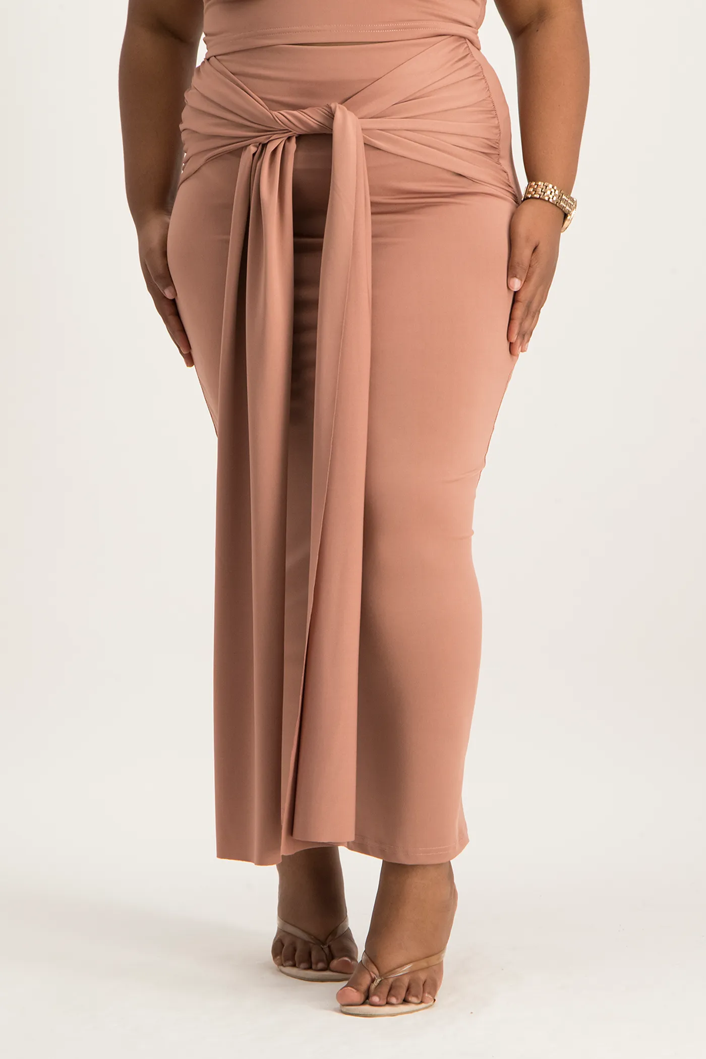 Savannah Wrap Tie Detail Skirt - Blush