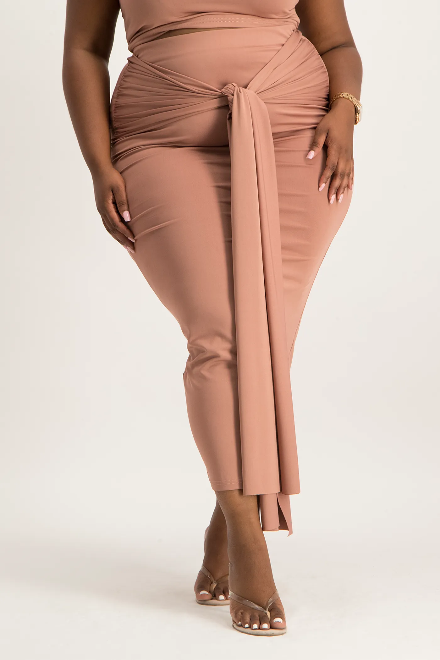 Savannah Wrap Tie Detail Skirt - Blush