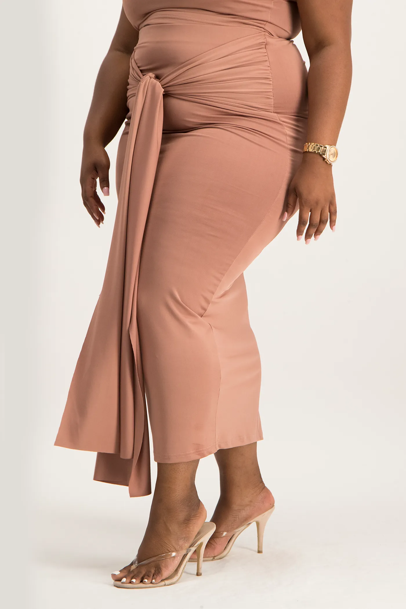 Savannah Wrap Tie Detail Skirt - Blush