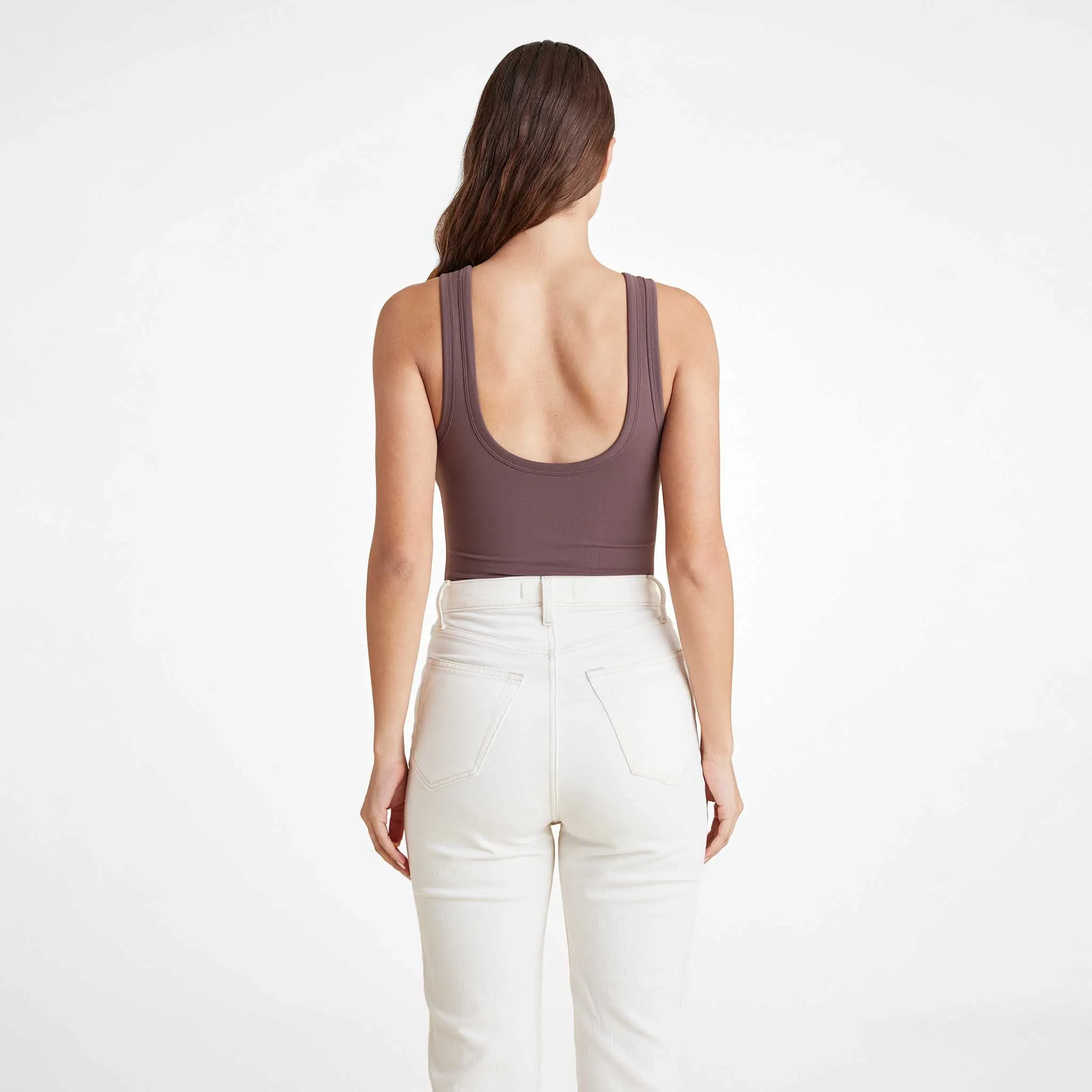 Seamless Scoop Tank Bodysuit | Coffee