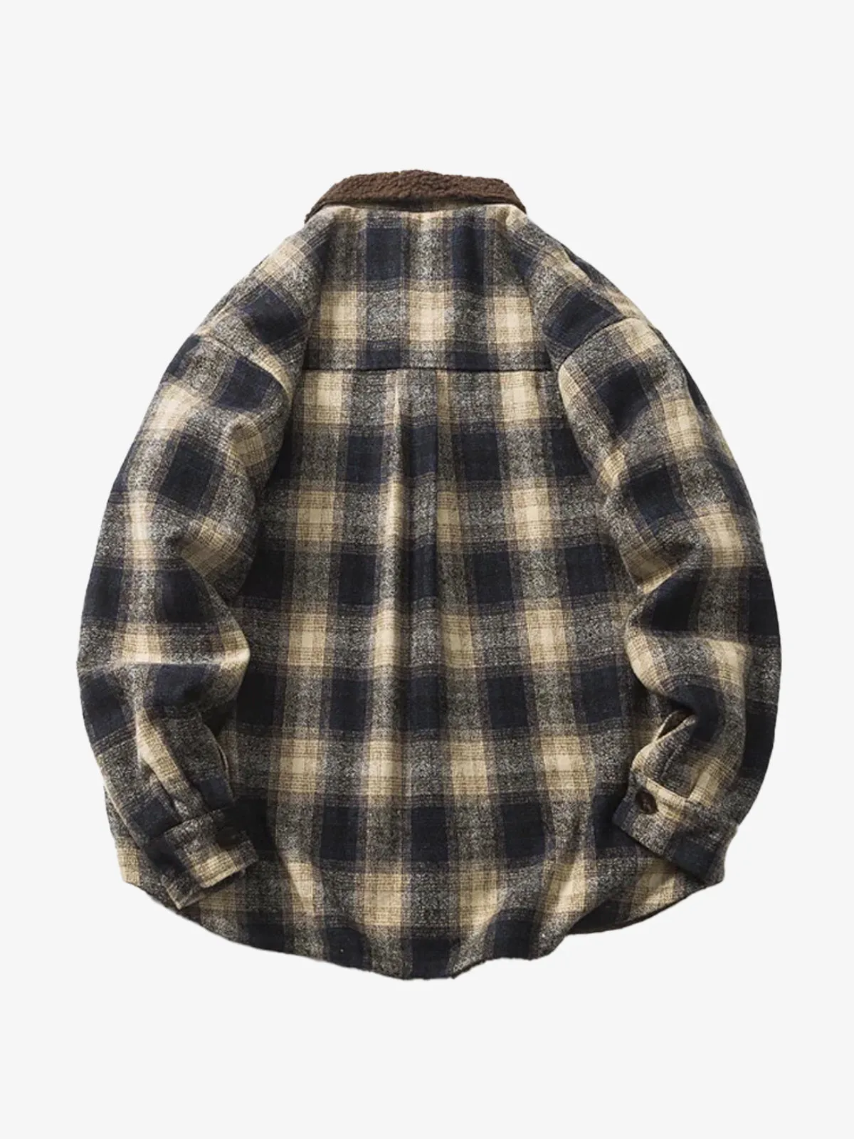 Sherpa-Lined Tweed Check Long Sleeve Shirt