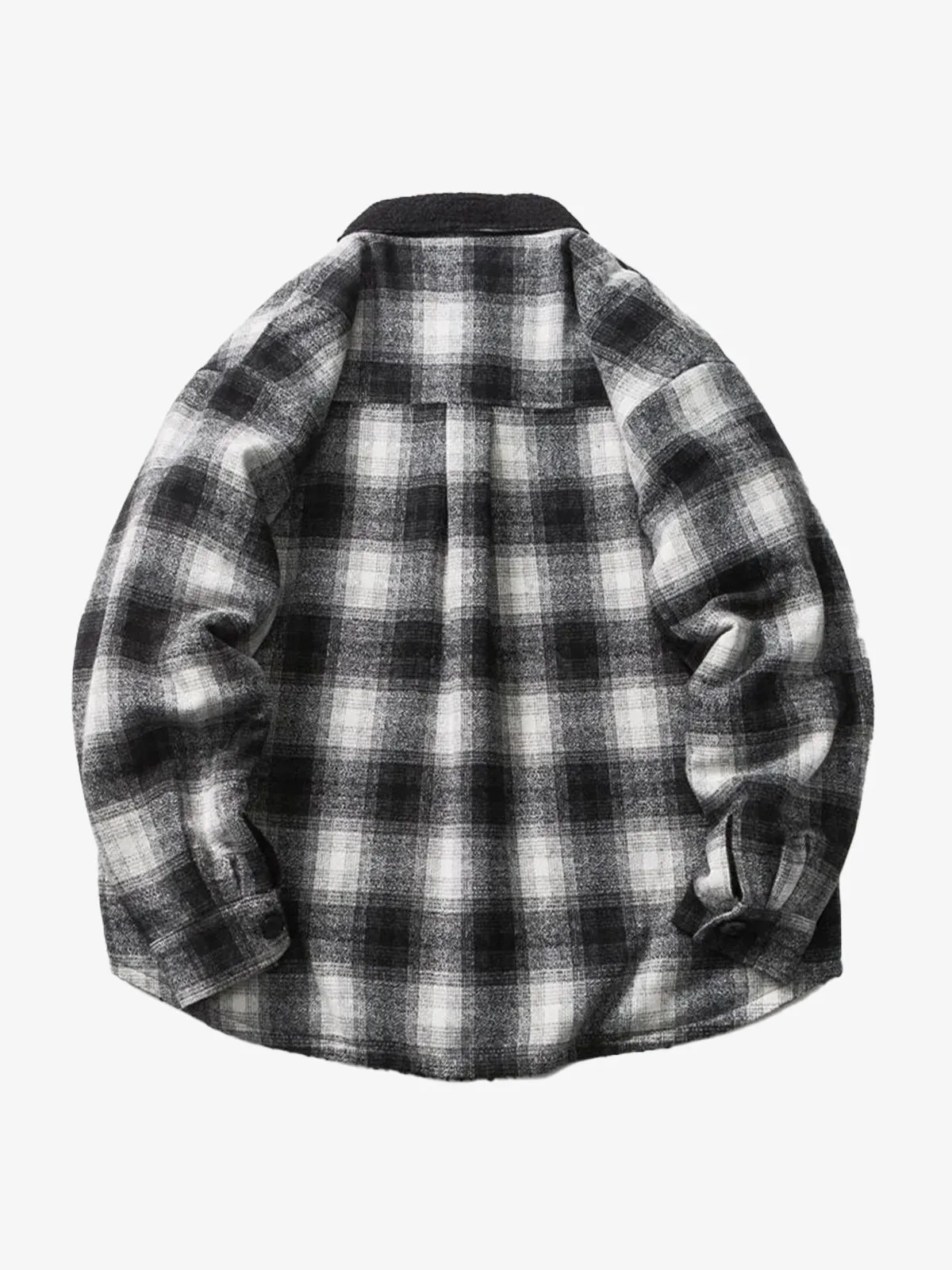 Sherpa-Lined Tweed Check Long Sleeve Shirt