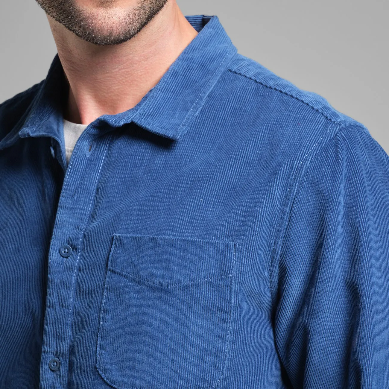 Shirt Varberg Corduroy True Blue | DEDICATED