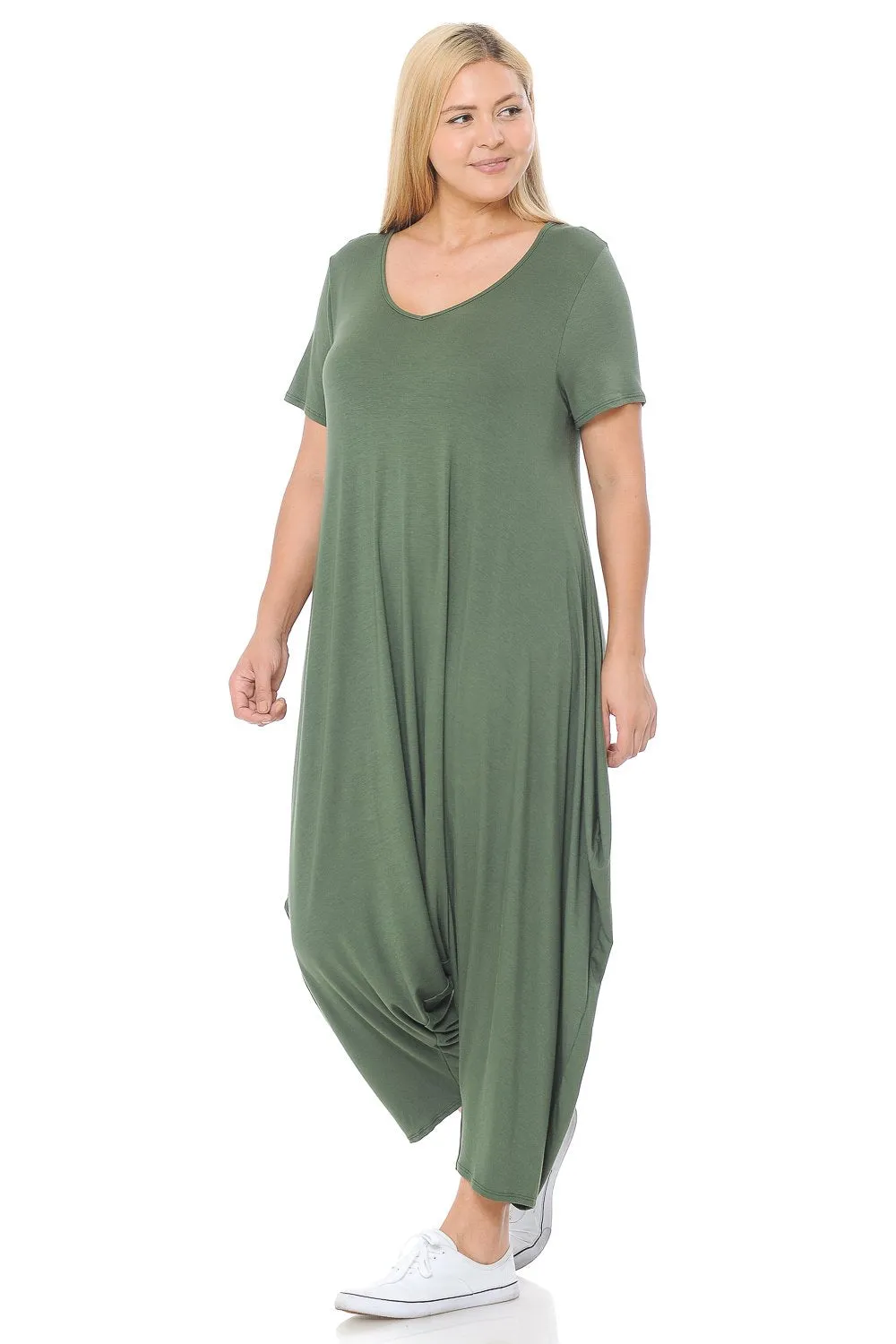 Short Sleeve Harem Jumpsuit Plus Size