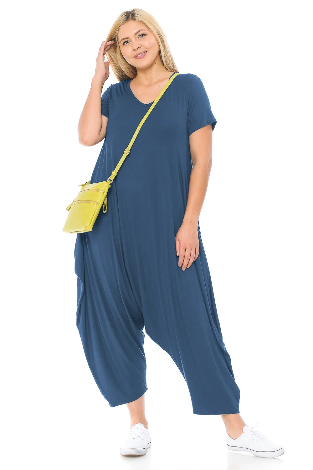 Short Sleeve Harem Jumpsuit Plus Size