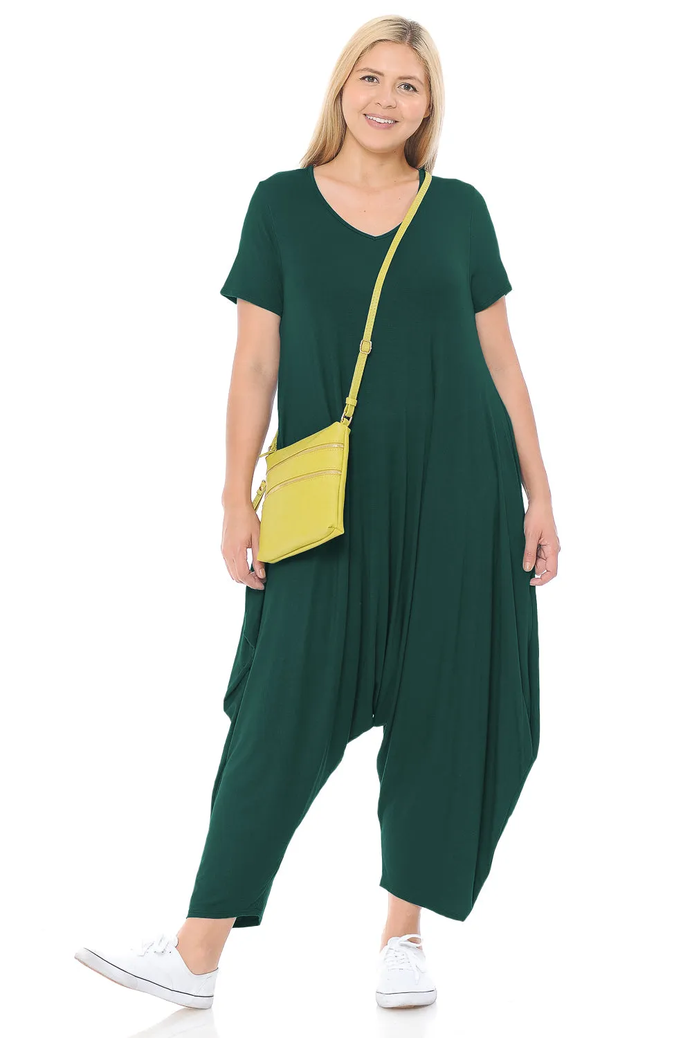 Short Sleeve Harem Jumpsuit Plus Size