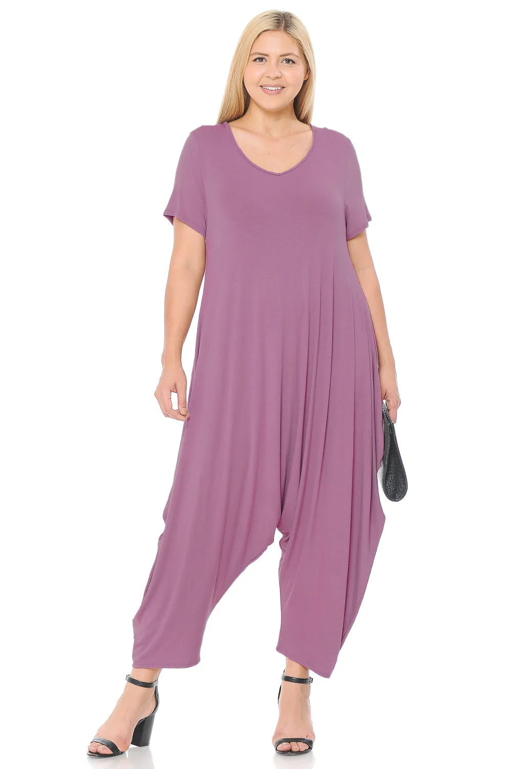 Short Sleeve Harem Jumpsuit Plus Size