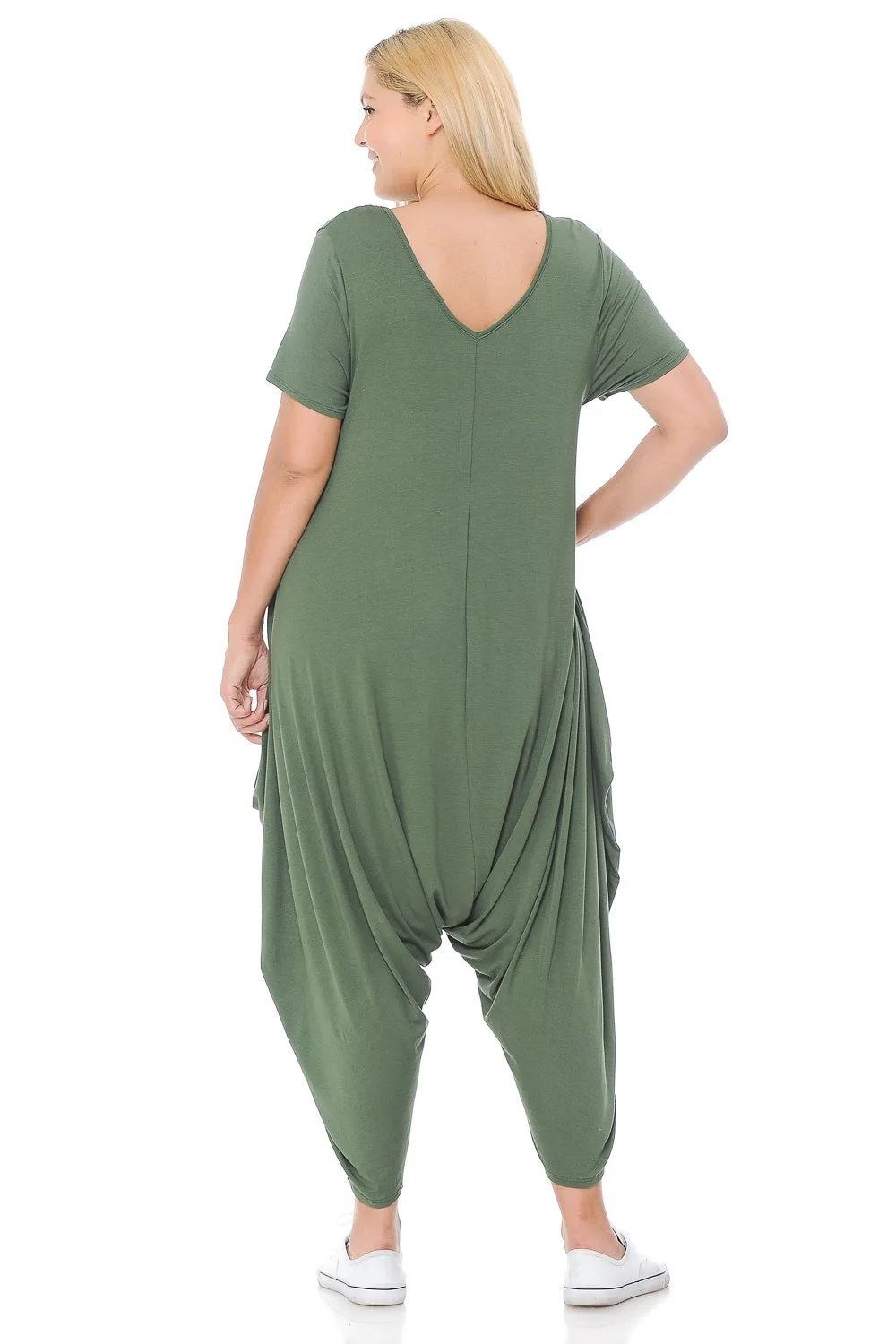 Short Sleeve Harem Jumpsuit Plus Size