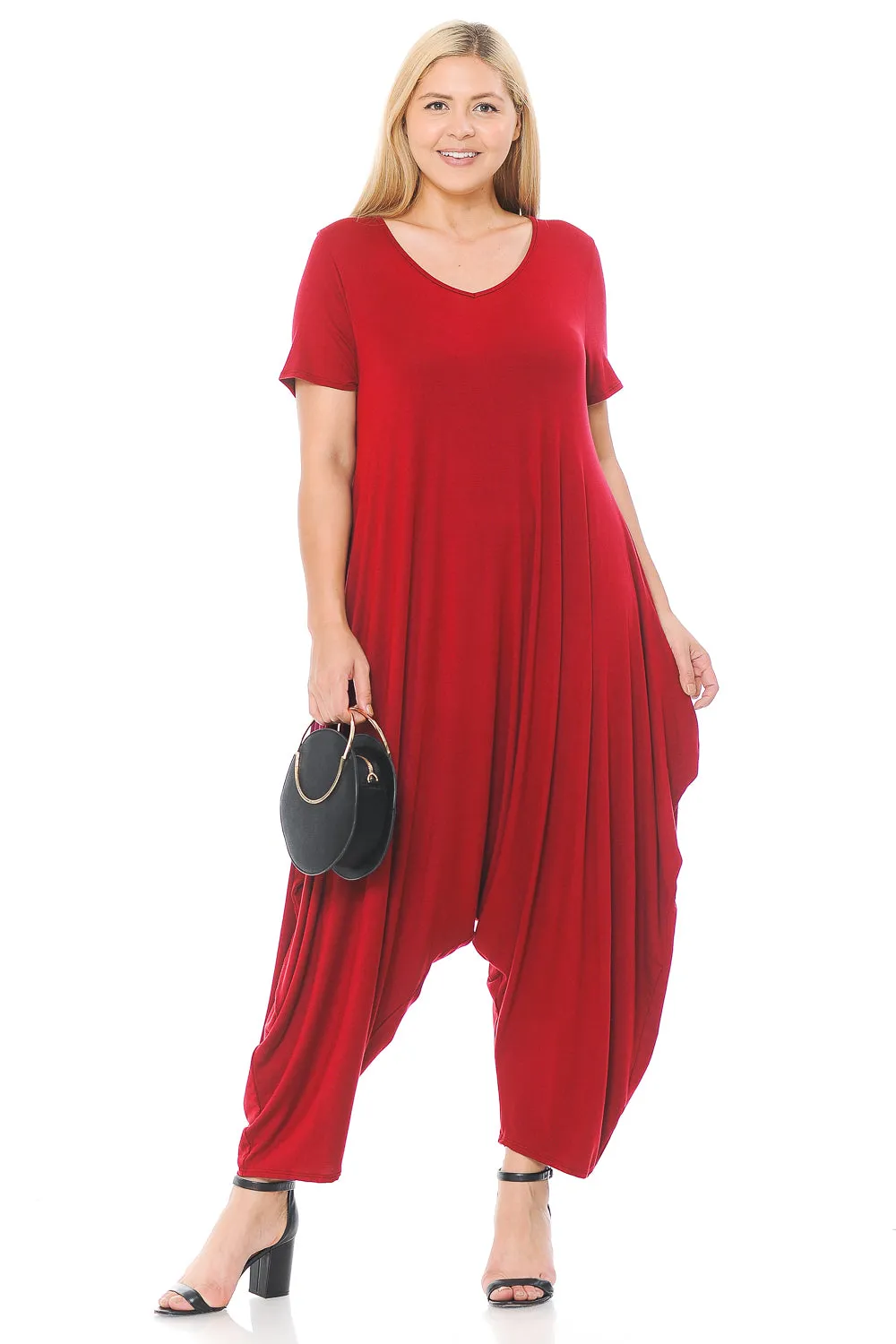 Short Sleeve Harem Jumpsuit Plus Size