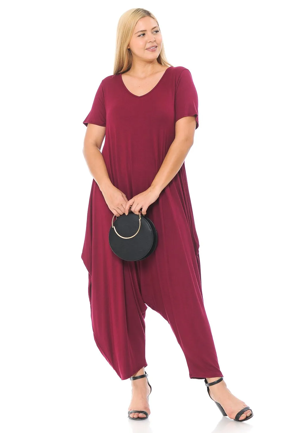 Short Sleeve Harem Jumpsuit Plus Size