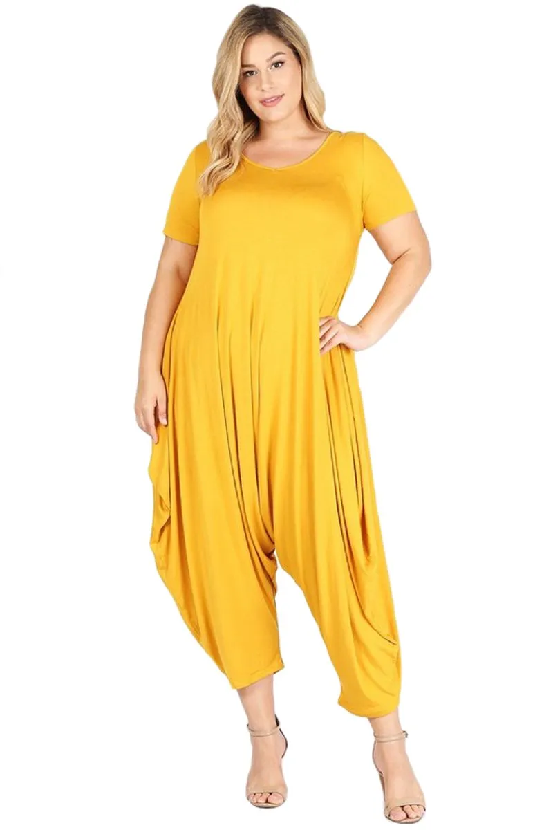 Short Sleeve Harem Jumpsuit Plus Size