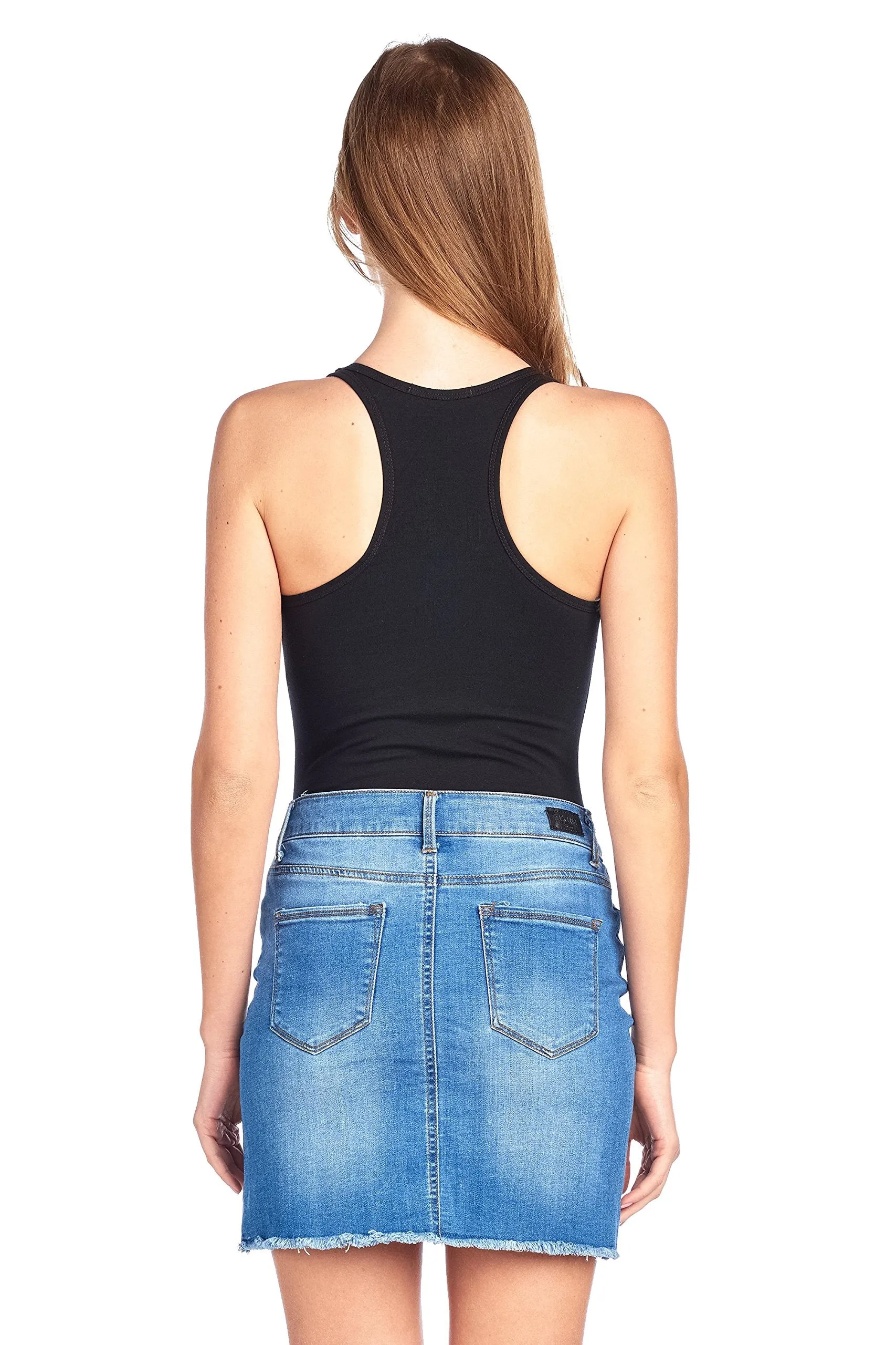 Sleeveless V Neck Solid Racer Back Snap Bottom Bodysuit