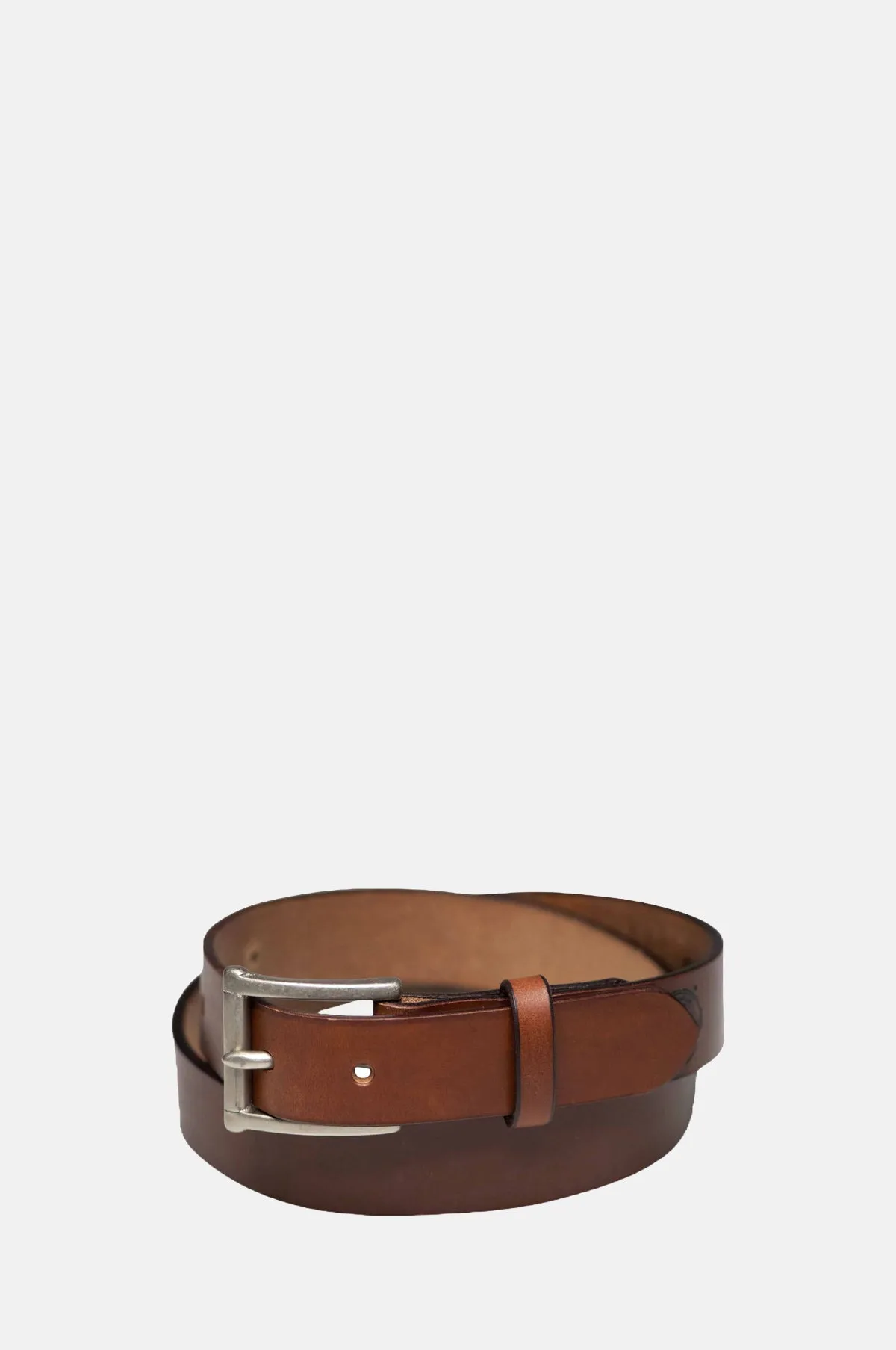 Slim Belt Oak Bark Leather Conker/Nickel