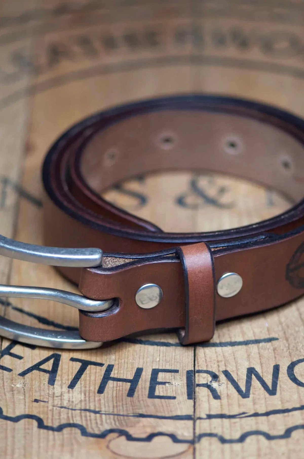 Slim Belt Oak Bark Leather Conker/Nickel