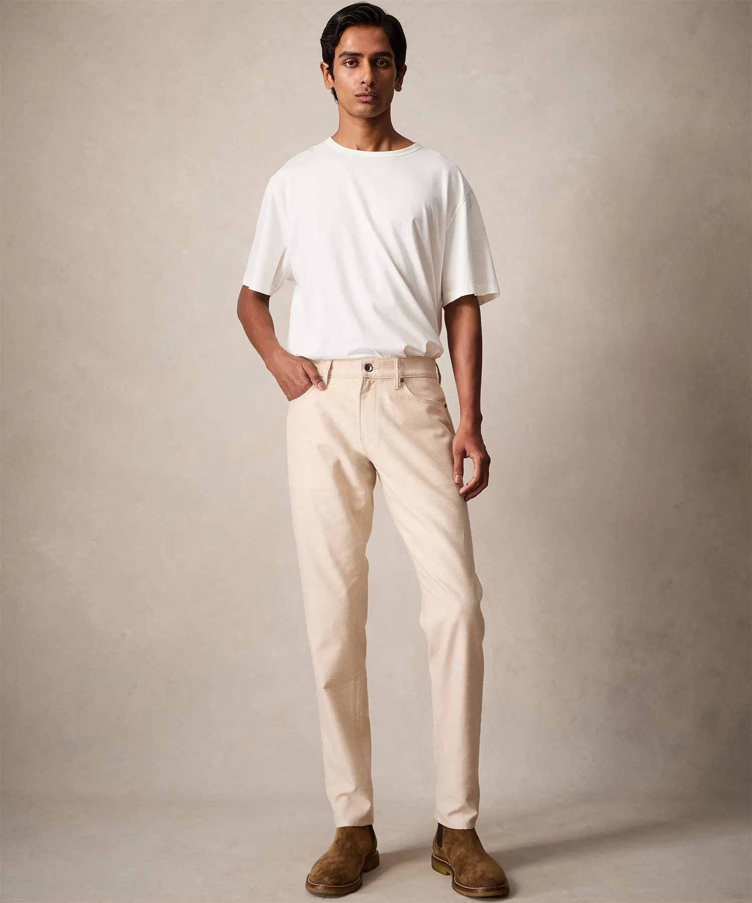 Slim Fit 5-Pocket Camelhair Pant in Canvas