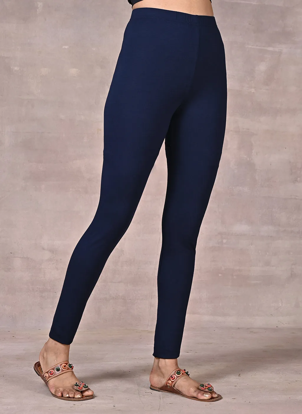 Sofia Navy Blue Skinny Fit Leggings for Women