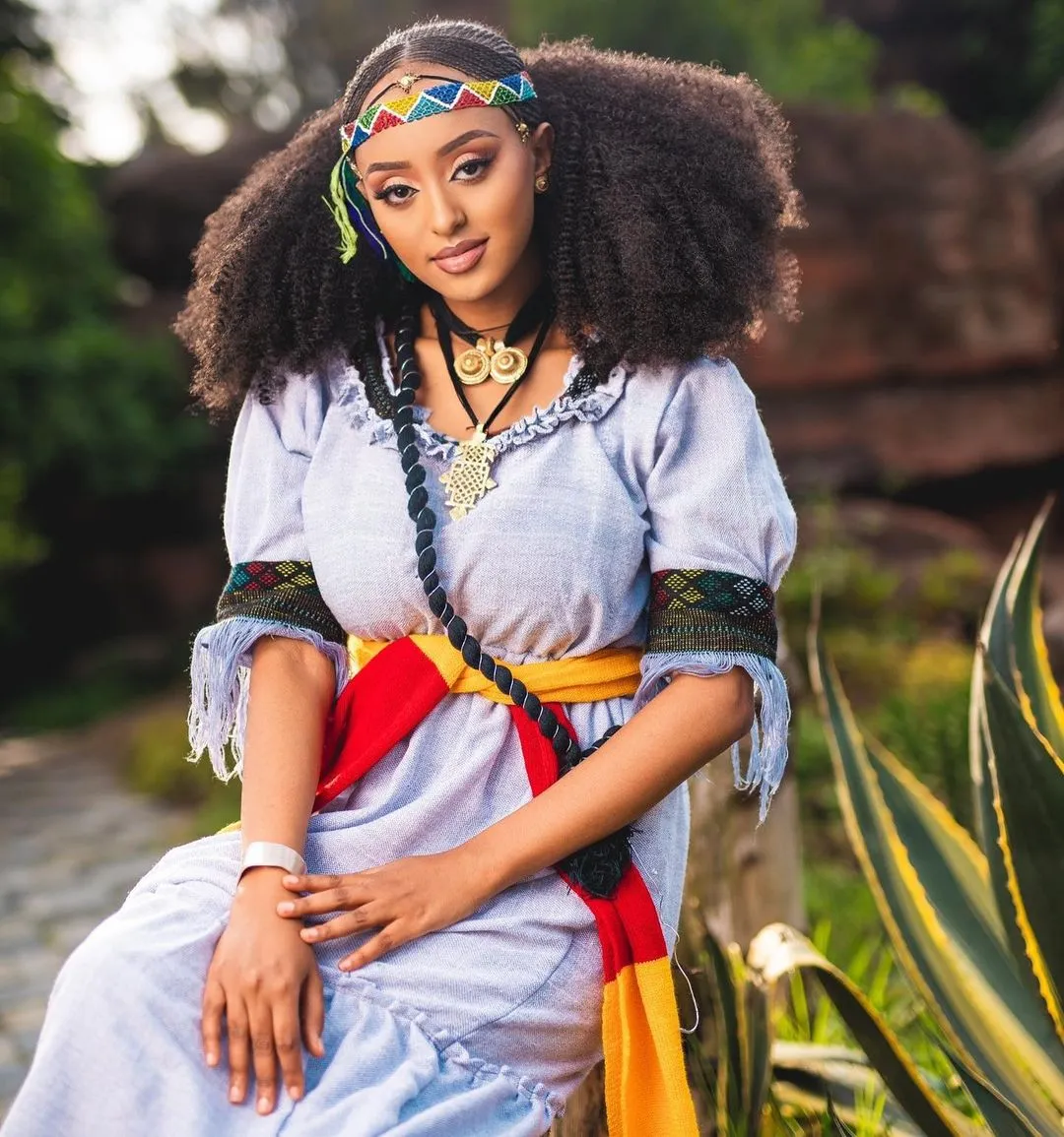 Stunning Blue Elegant Habesha Dress  Ethiopian Traditional Dress