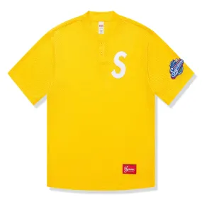 Supreme S Logo Henley Yellow Baseball T Shirt