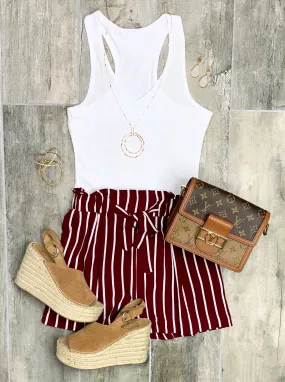 Take Notes Shorts - Burgundy