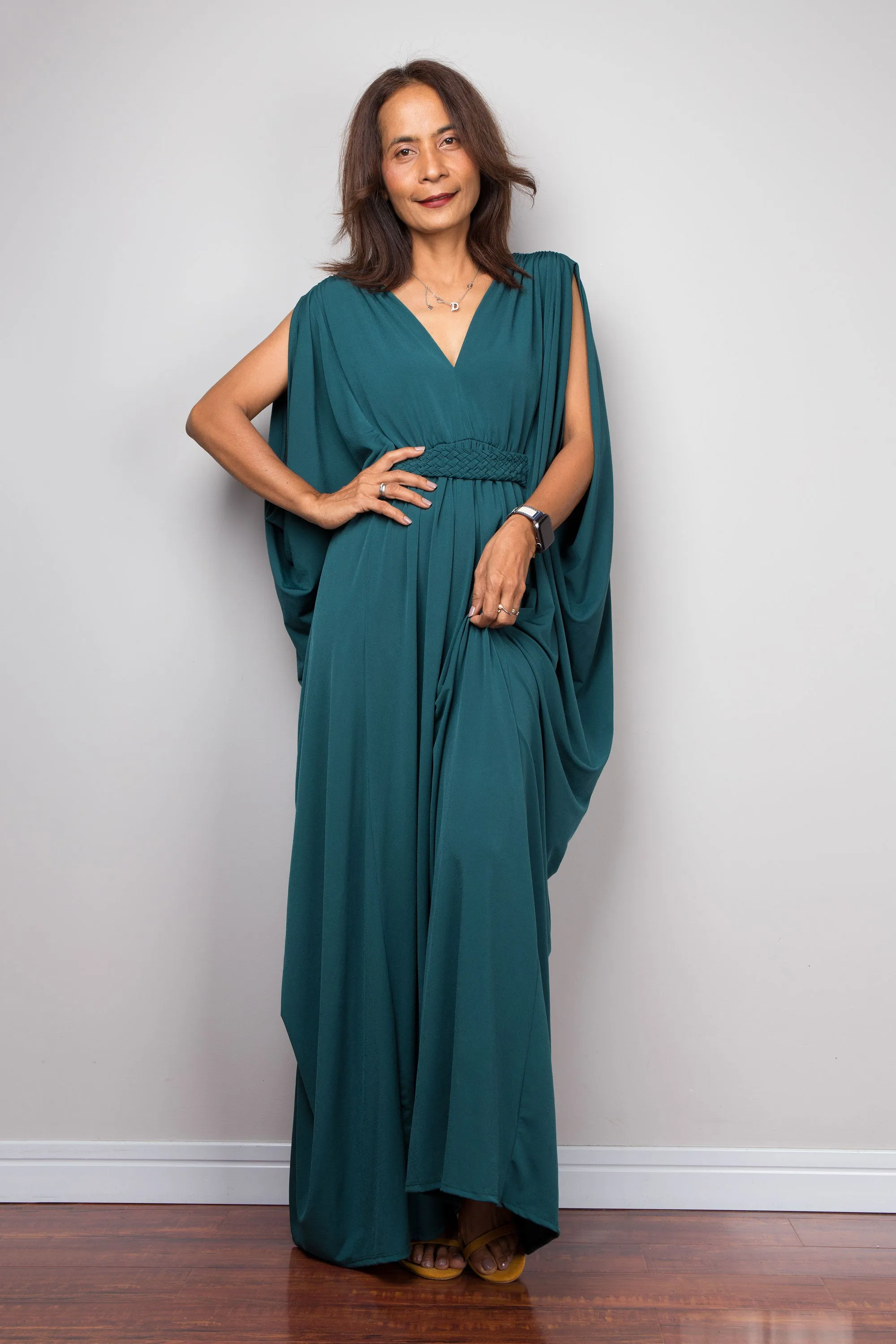 Teal kaftan maxi dress