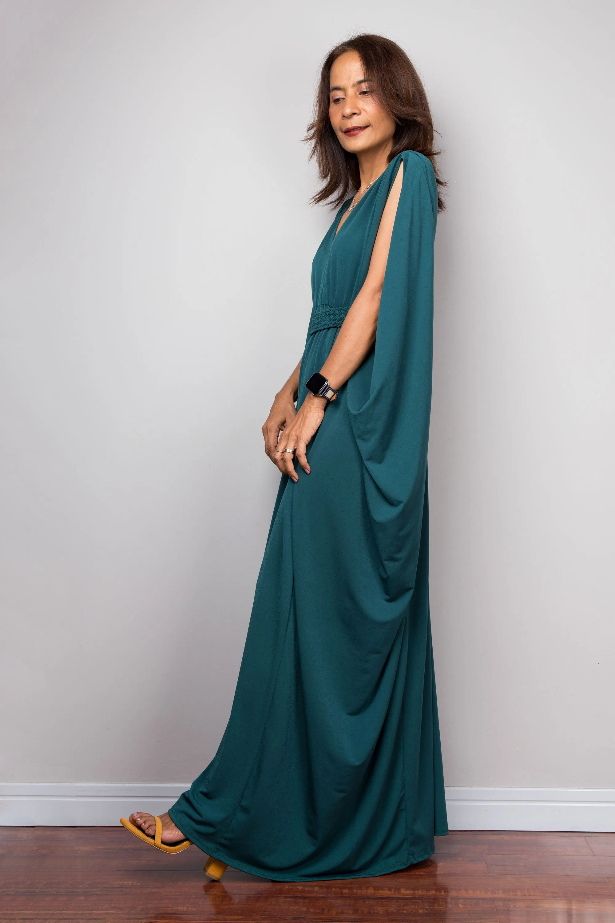 Teal kaftan maxi dress