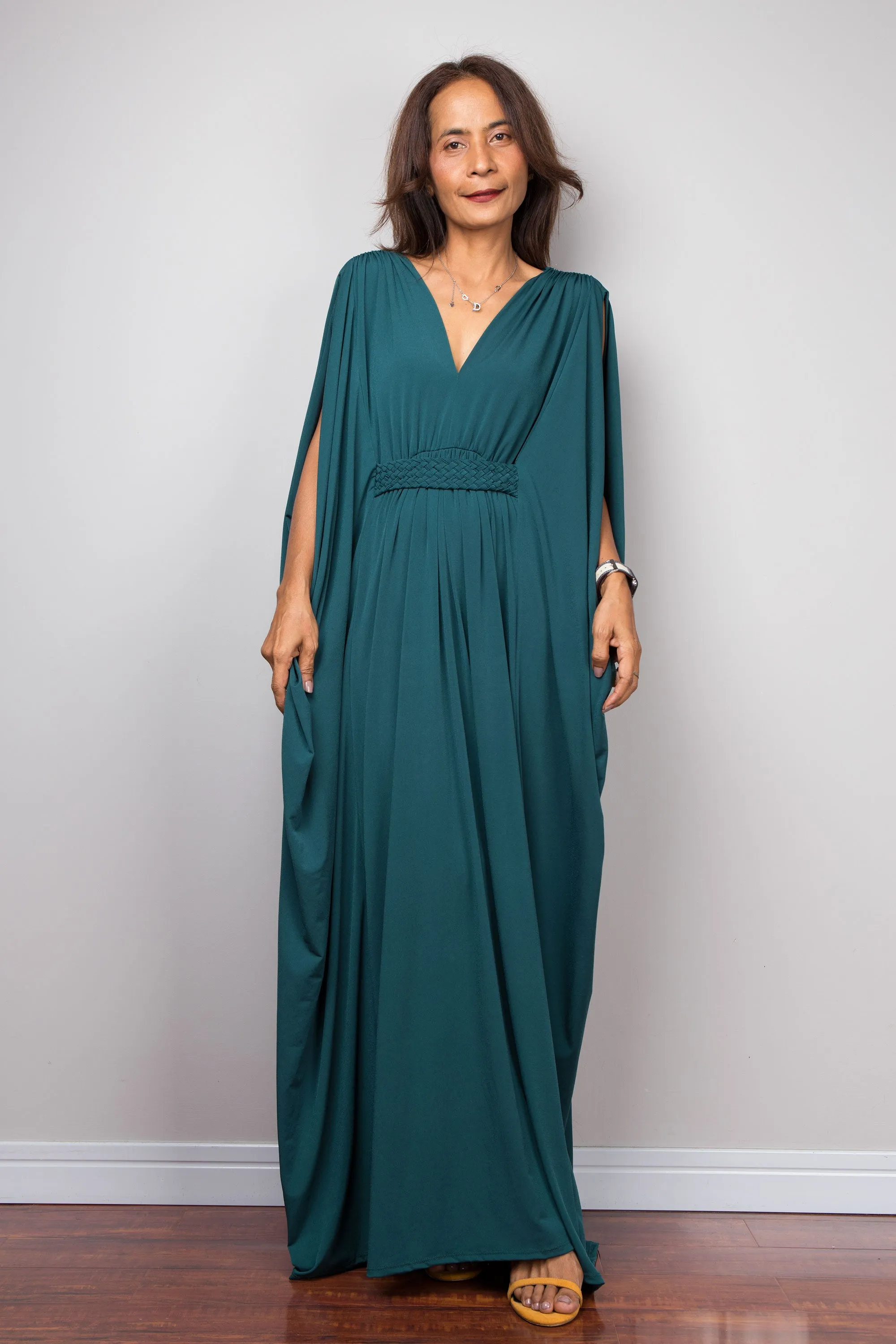 Teal kaftan maxi dress