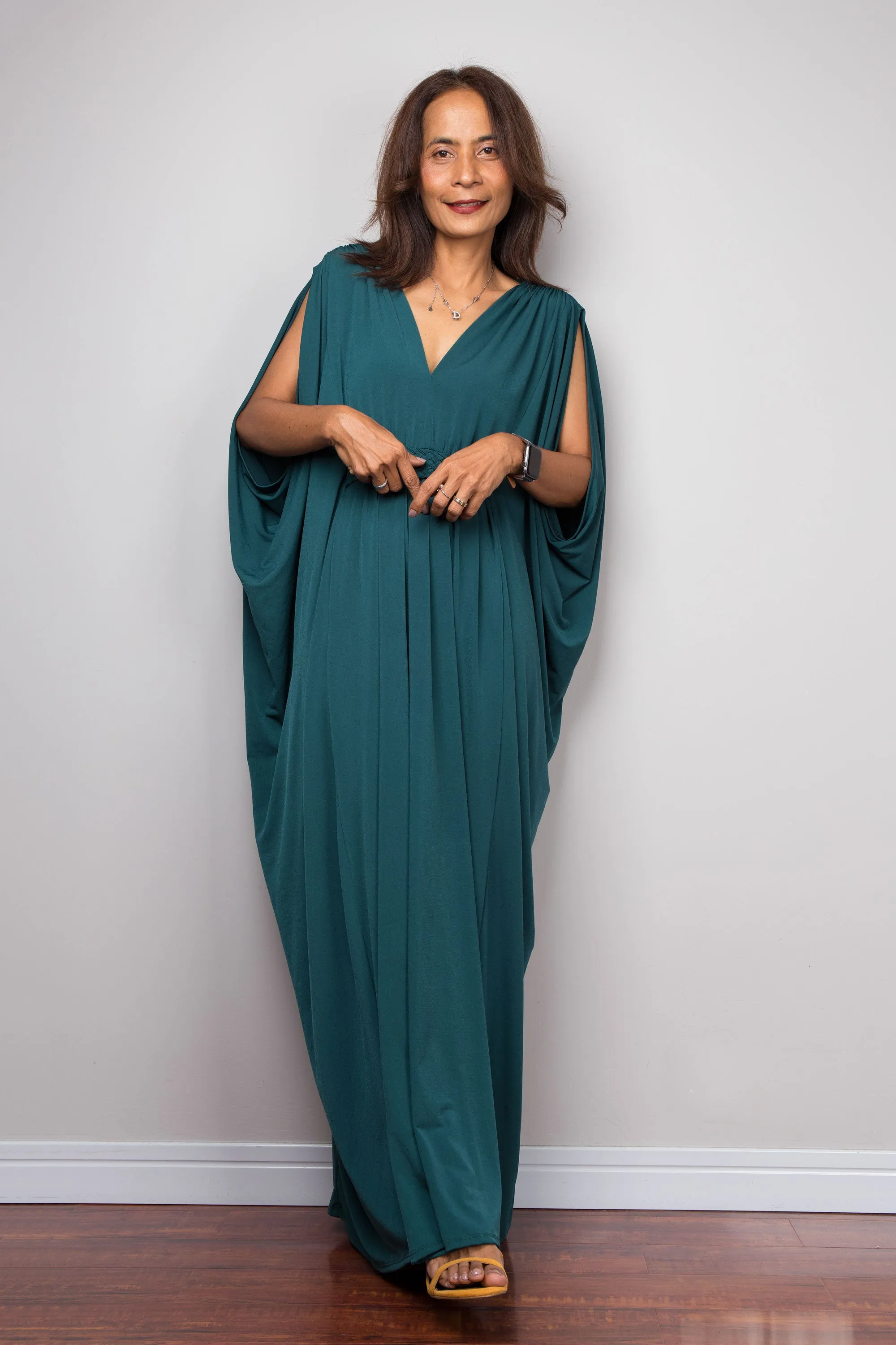 Teal kaftan maxi dress