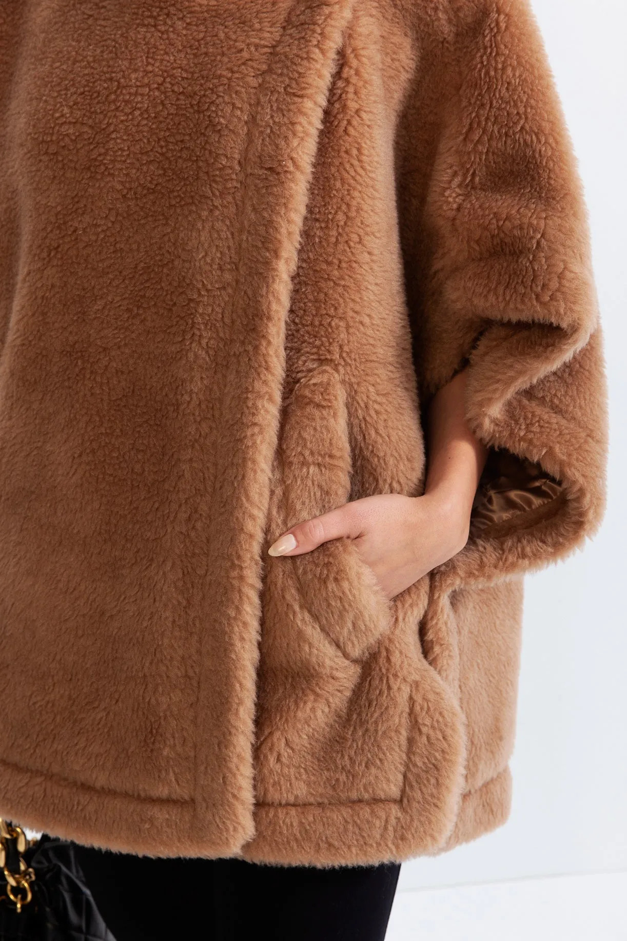 Teddy Bear Coat with Alpaca & Wool Blend - Brown