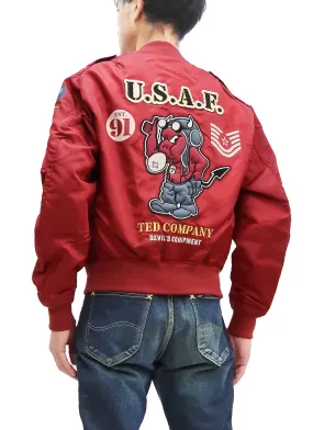 Tedman Lightweight Jacket Men's L-2 Flight Jacket Lucky Devil Custom Nylon Bomber Jacket TL2-190 Wine-Red