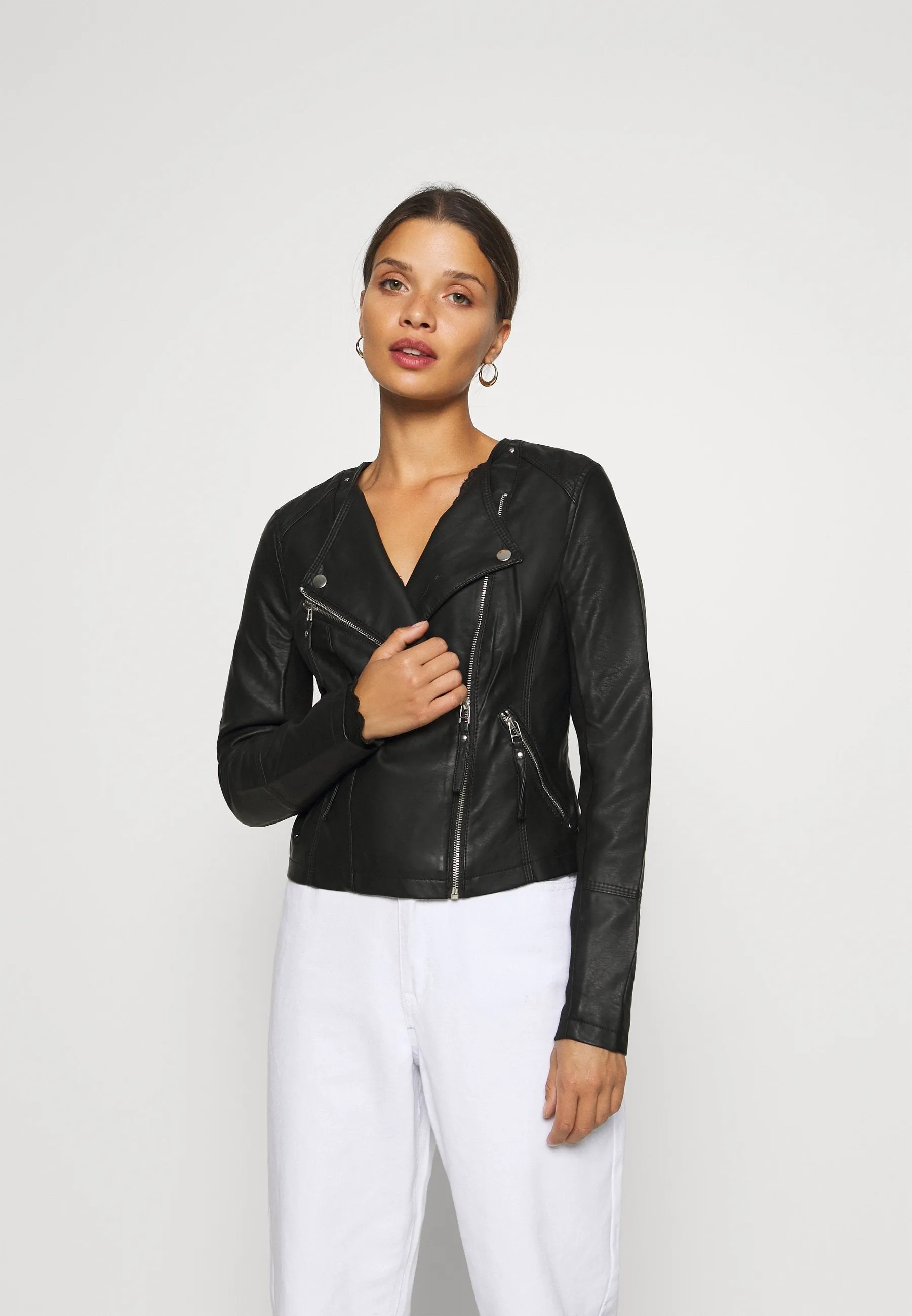 Trendy Women’s Black Sheepskin Leather Biker Jacket