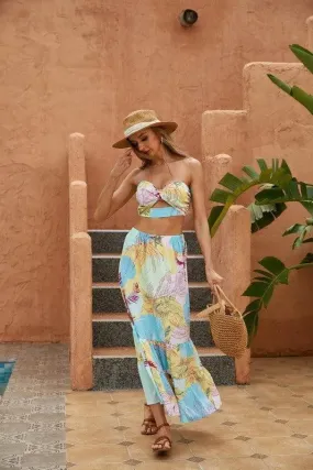 Tropical Two Piece Long Skirt Set