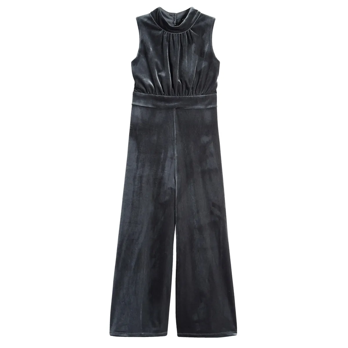 Tween Mock Neck Velvet Jumpsuit