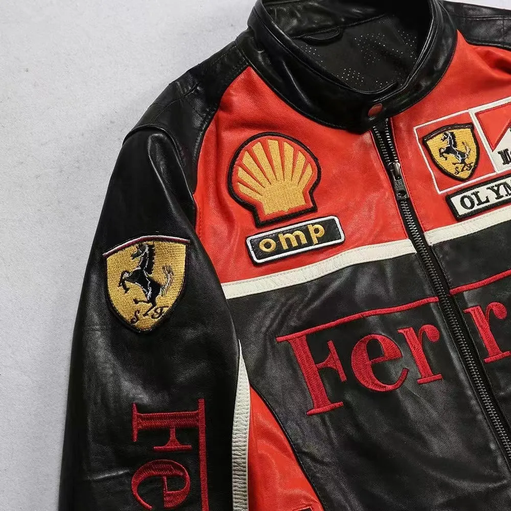 Vintage Ferrari Leather Motorcycle Jacket