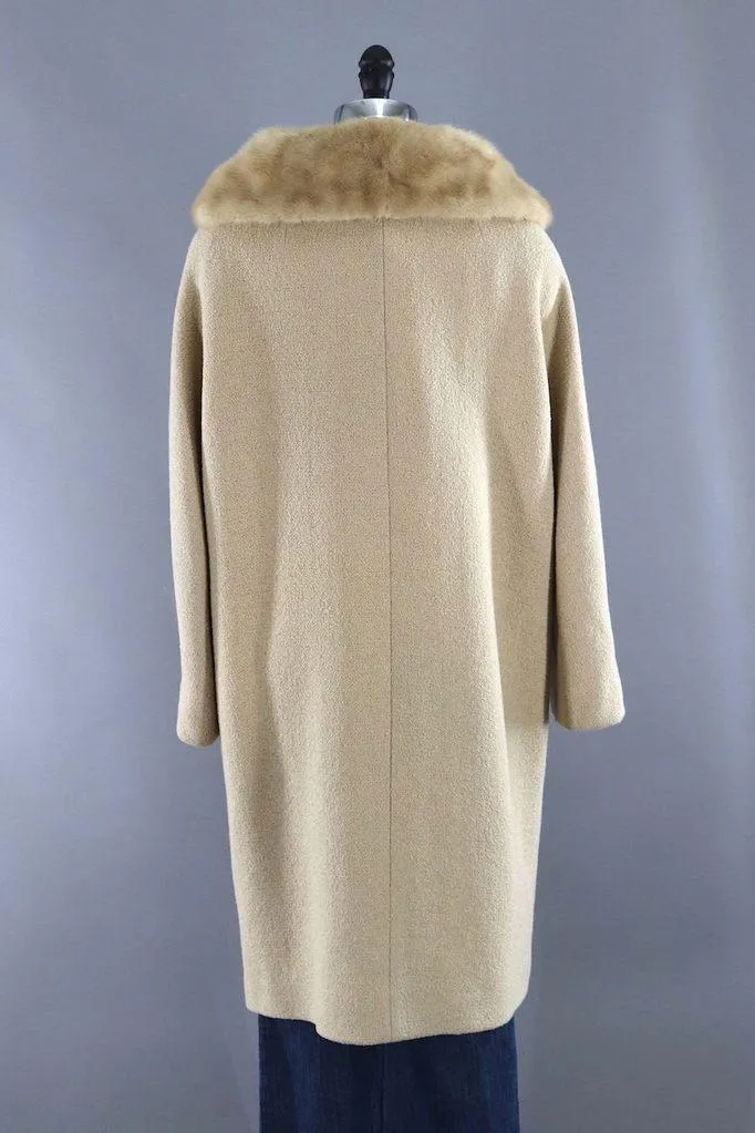 Vintage Winter Coat with Blonde Mink Fur Collar