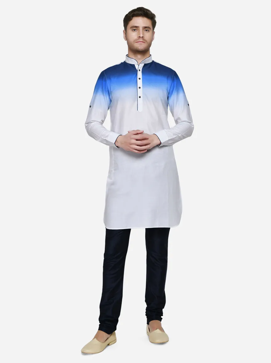 White & Blue Pathani Kurta | Azania