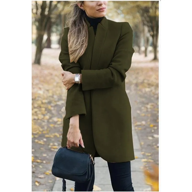 Winter fall fashion solid color long sleeve blazer womens