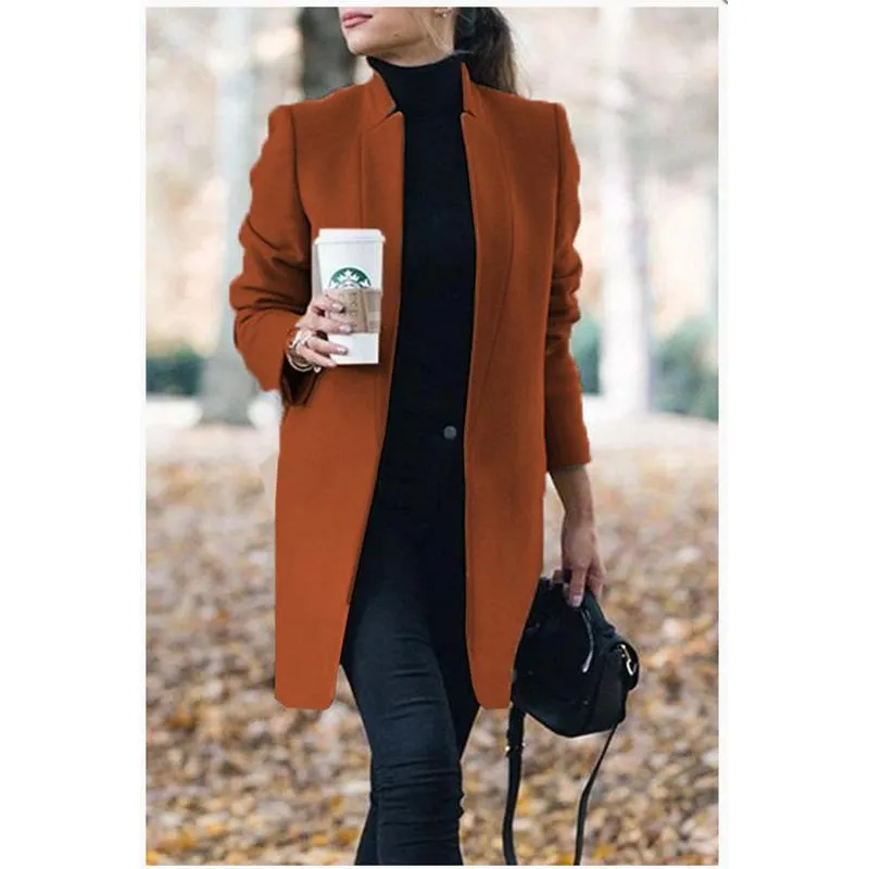 Winter fall fashion solid color long sleeve blazer womens