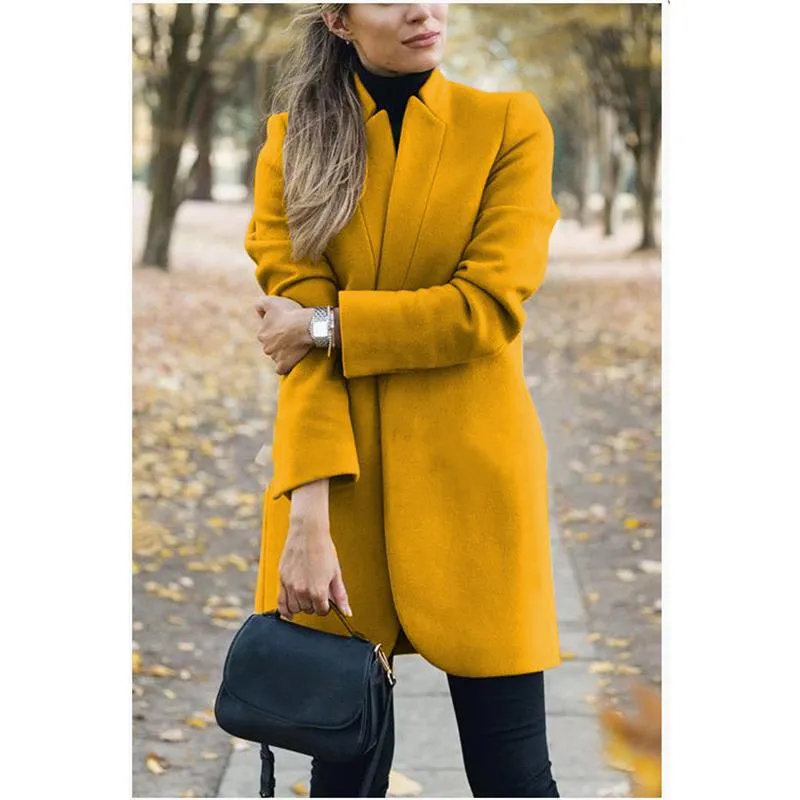 Winter fall fashion solid color long sleeve blazer womens